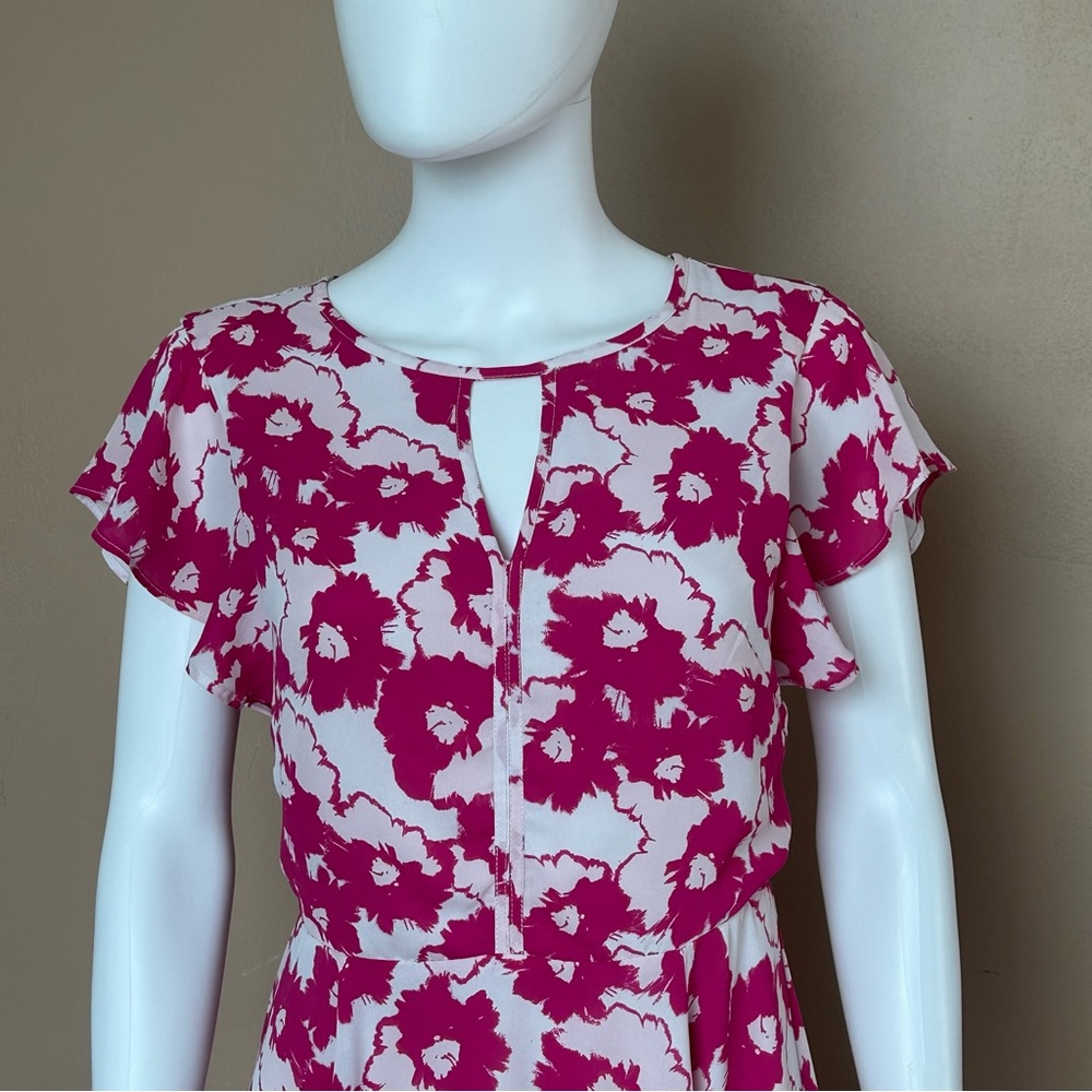 Banana Republic Pink Midi Flutter Sleeve Dress - Picture 2 of 8